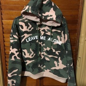 Crop Top Pink Camo Hoodie